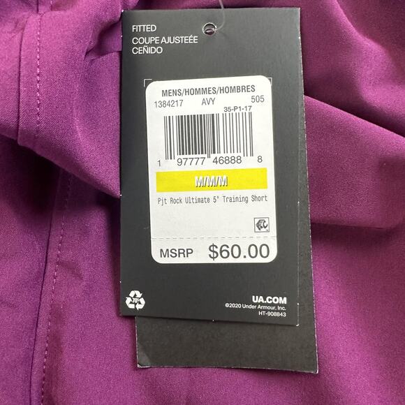 Under Armour Project Rock Shorts Mens Medium Purple 5" Training Ultimate Gym - Picture 6 of 11